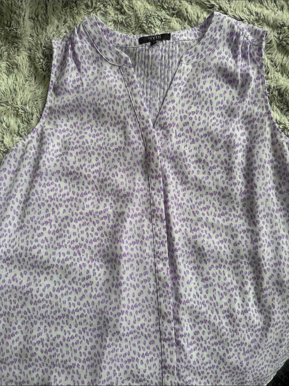 NYDJ Lavender Dot V-Neck Sleeveless Top